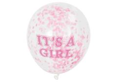 Ballon 30cm 6 stuks Babygirl met confetti