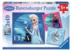 Puzzel 3x49 stukjes Disney Frozen: Elsa, Anna en Olaf
