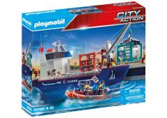 Playmobil City Action Cargo Containerschip met douaneboot