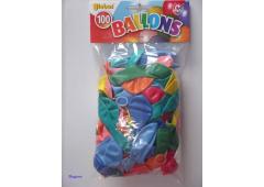 Zak met 100 ballons no. 8 plat assorti kleuren