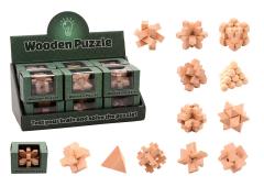 Hersenkraker houten puzzel 12 assorti in display