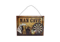 Wandversiering "Man cave" metaal 20x15cm