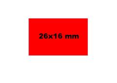 Etiket 26x16 fluor rood rechthoekig afneembaar 6 rol a 1000s