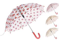 Kinder paraplu transparant 3 assorti Dia 58cm x H 52cm