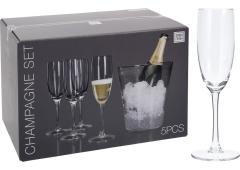 Champagne set 4 glazen met koeler