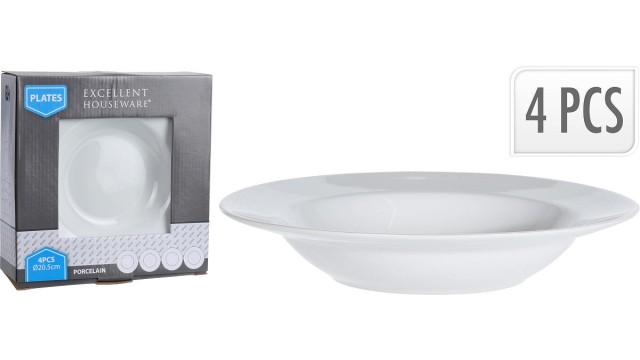 Porselein bord diep 20,5cm set a 4 stuks | Cilgro B.V. Porselein bord diep 20,5cm set a 4 stuks | Cilgro B.V.